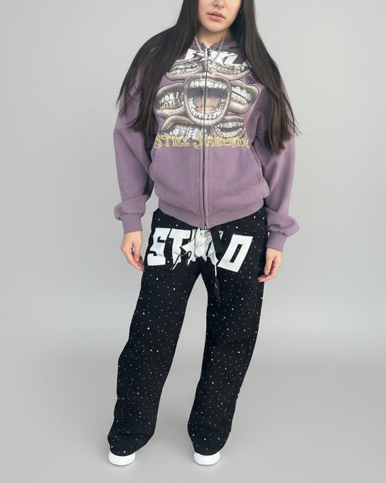 Stolo Clothing Co STARCHILD Unisex Full Rhinestone Loose Fit Straight Leg Denim Jeans w/ Diamond Belt