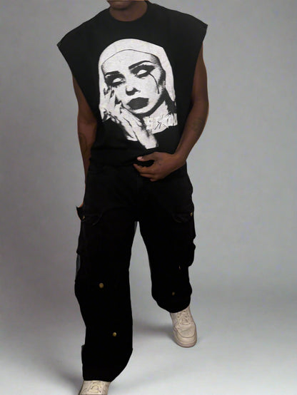 Stolo Clothing Co EVIL NUN French Terry Boxy Tank Top Tee