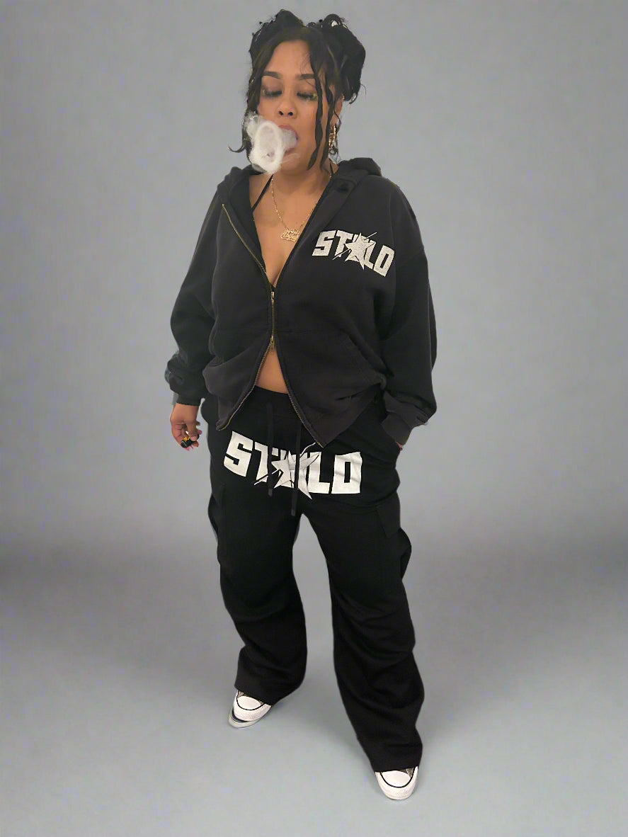 Stolo Clothing Co STARCHILD Post-Apocalyptic Pure Cotton Hand-Frayed Zip Hoodie