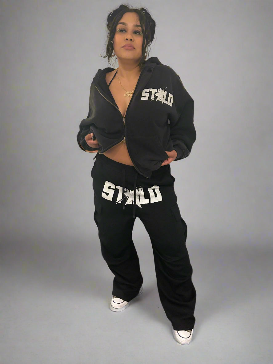 Stolo Clothing Co STARCHILD Pure Cotton Hand-Frayed Sun Faded Double Zip Hoodie