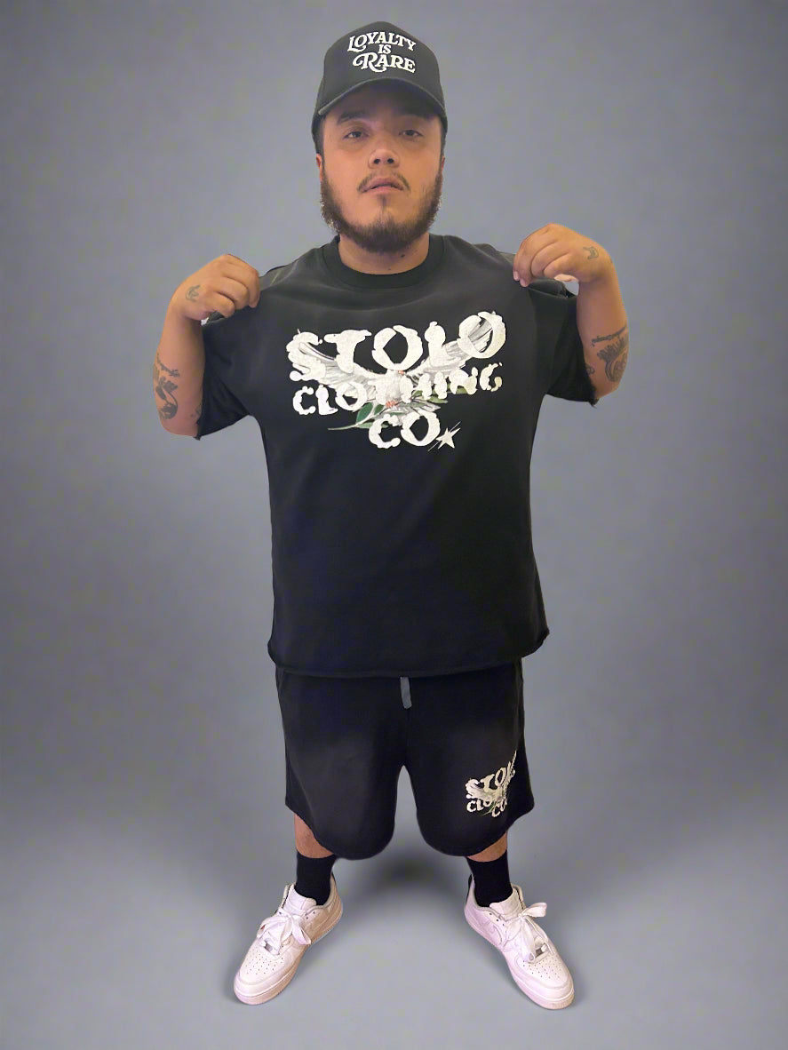 Stolo Clothing Co Birdies Sun Faded Raw Edge Cotton Shorts