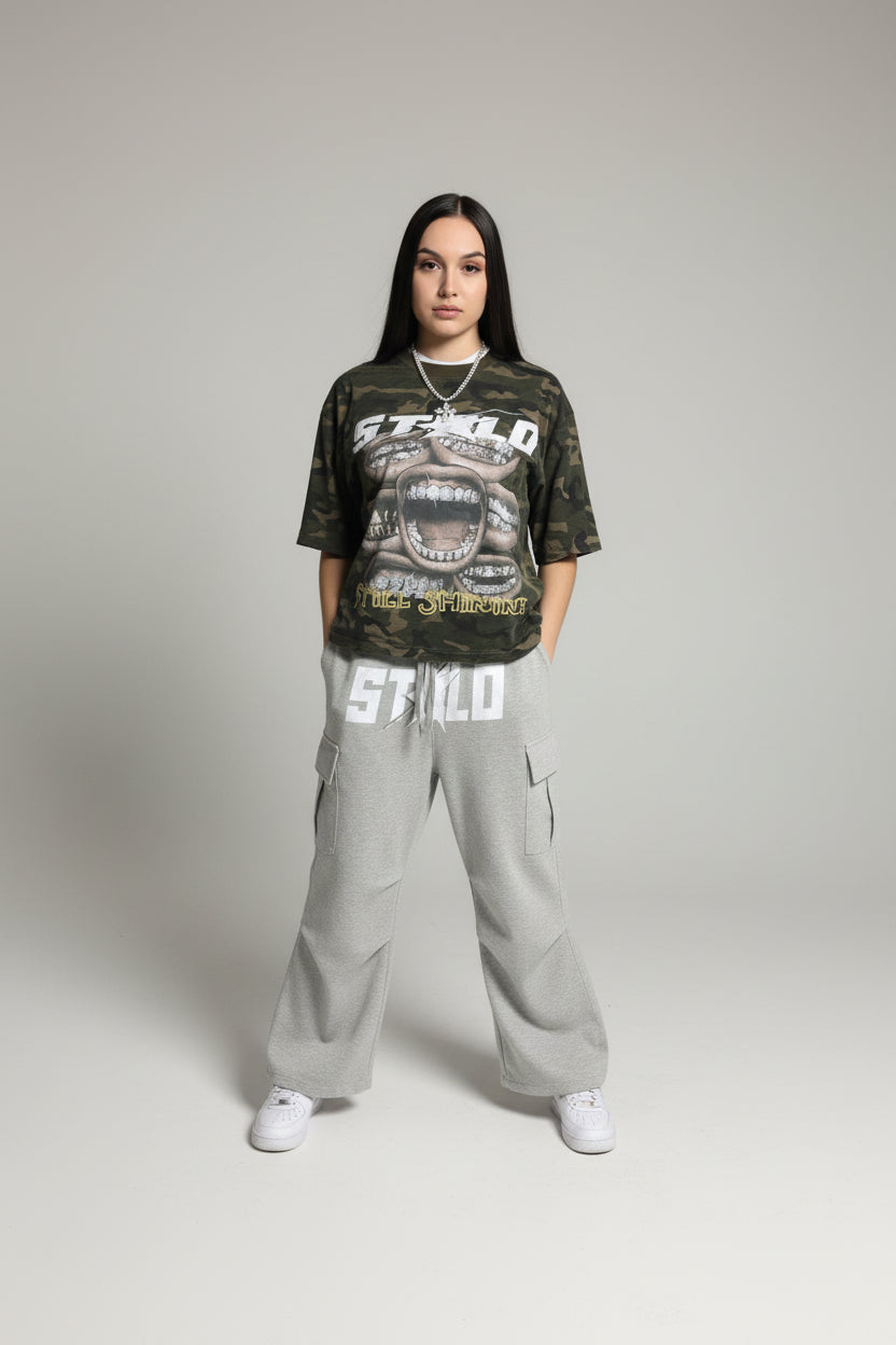 Limited Editon Stolo Clothing Co Still Shining Unisex Camo Cropped Oversized Tee