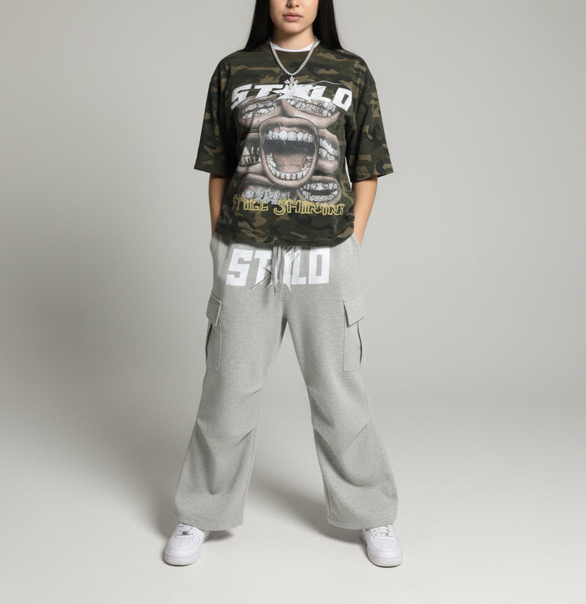Limited Editon Stolo Clothing Co Still Shining Unisex Camo Cropped Oversized Tee