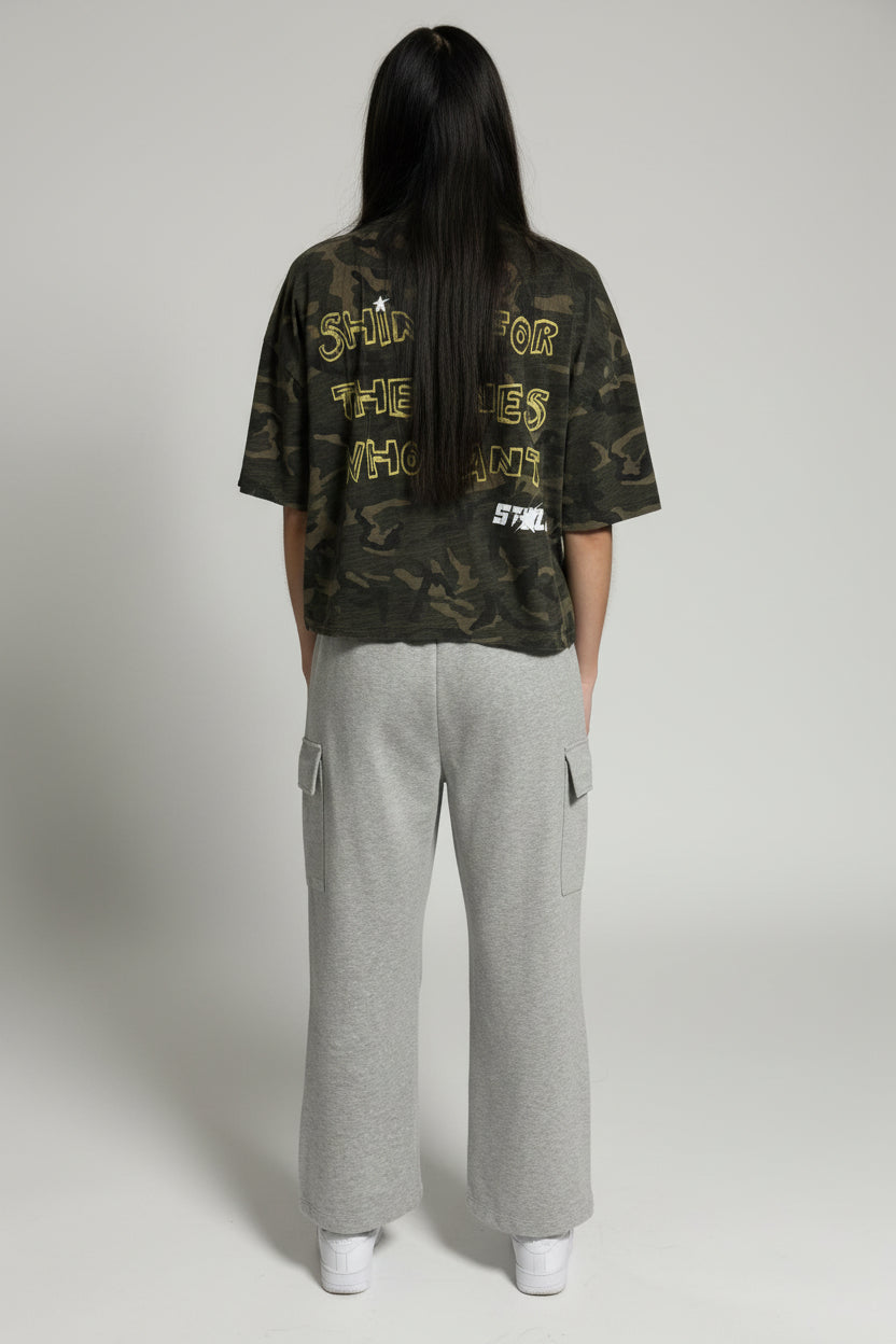 Limited Editon Stolo Clothing Co Still Shining Unisex Camo Cropped Oversized Tee