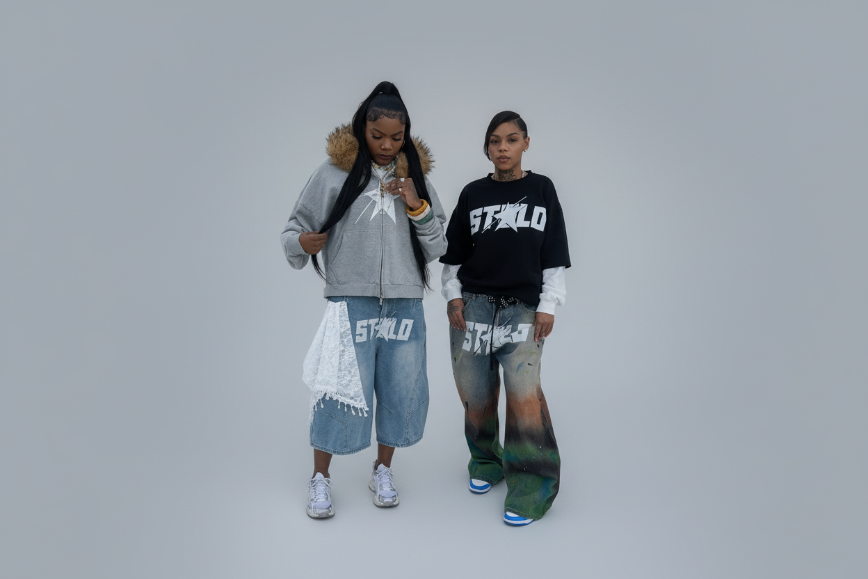 Stolo Clothing Co LOGO Grey Detectable Fur Double Zip-Up Hoodie（400GSM)