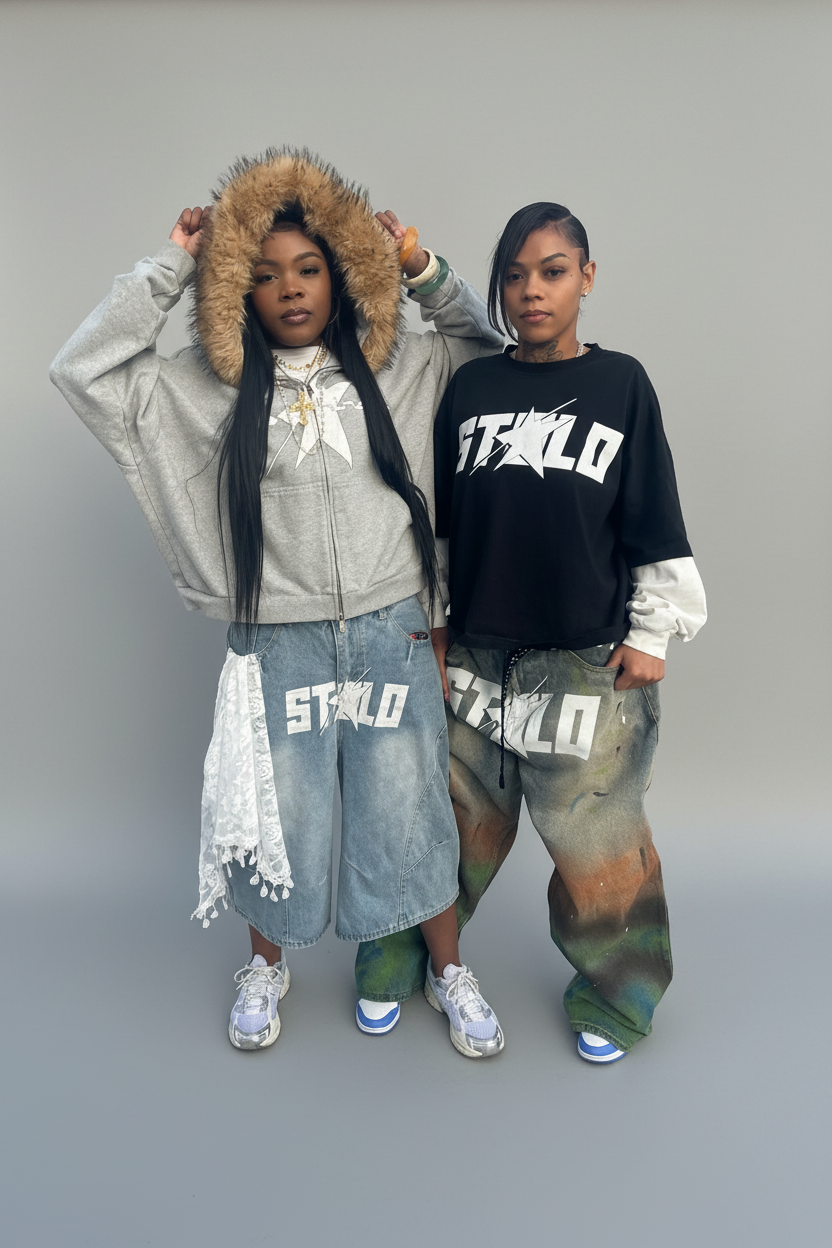 Stolo Clothing Co STARCHILD 1 Of 1 Hand Painted-Splatter Distressed Unisex Baggy Denim Jeans