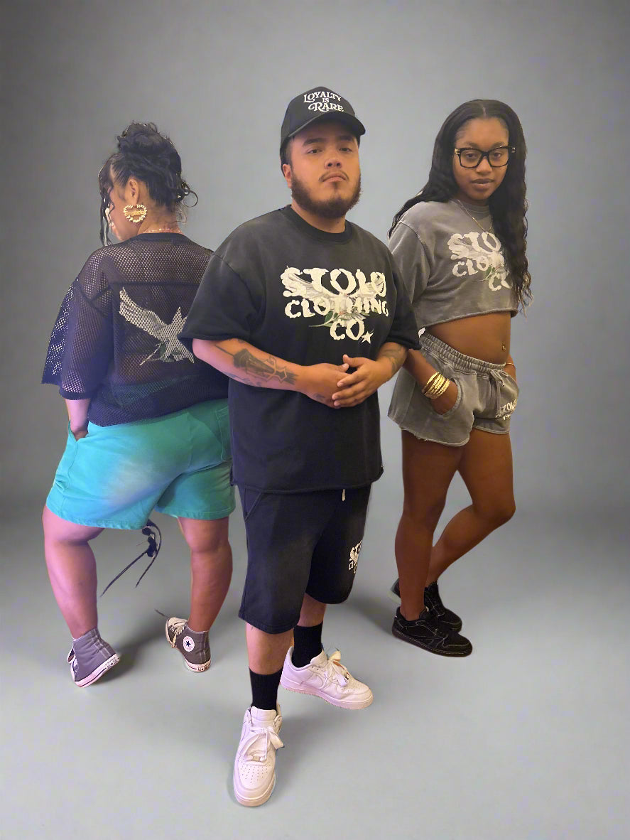 Stolo Clothing Co Birdies Snow Washed Raw Edge Drawstring Shorts