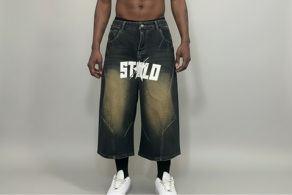 Stolo Clothing Co STARCHILD Unisex Wide-Leg Curved Blade Denim Shorts (JORTS)