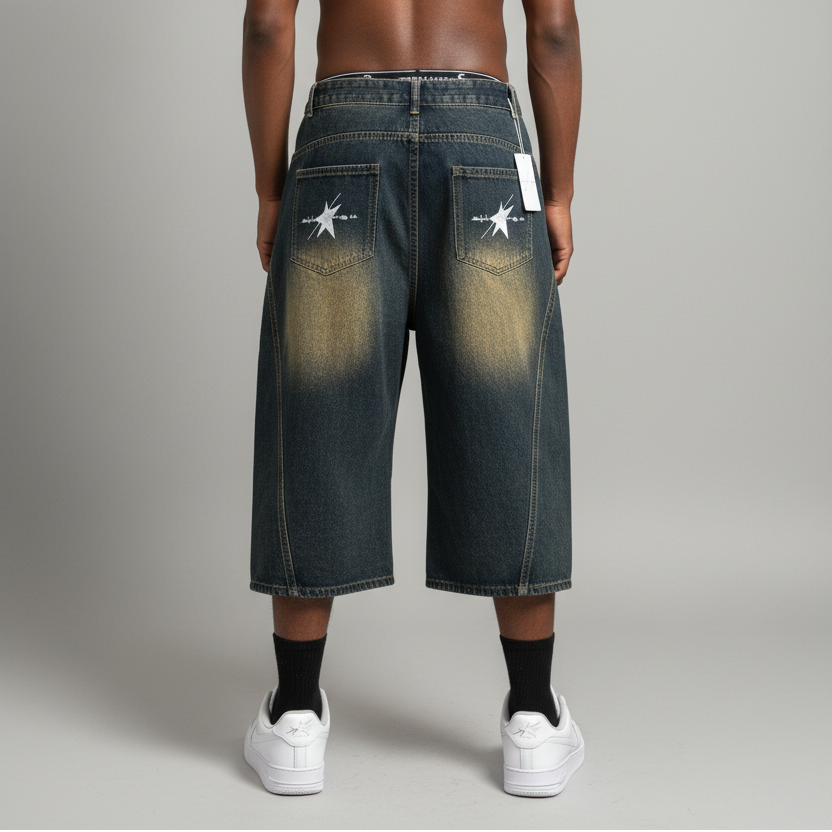 Stolo Clothing Co STARCHILD Unisex Wide-Leg Curved Blade Denim Shorts (JORTS)