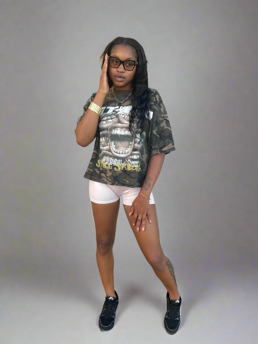 Limited Editon Stolo Clothing Co Still Shining Unisex Camo Cropped Oversized Tee