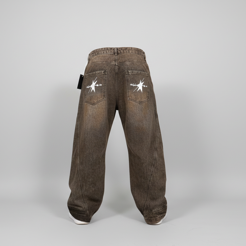 Stolo Clothing Co STARCHILD Reversed Bottom Washed Baggy Curve Blade Unisex Denim Jeans