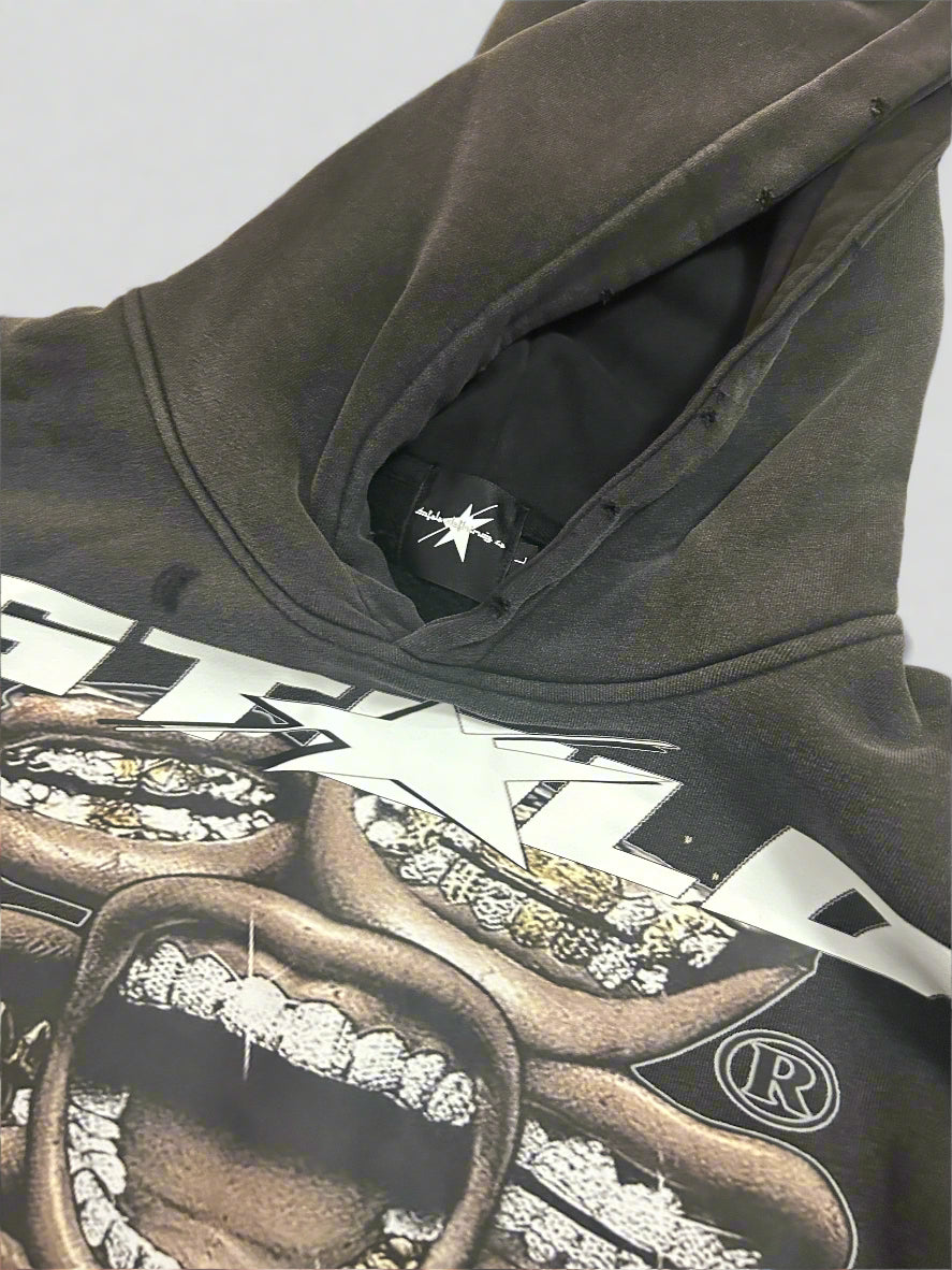 Stolo Clothing Co Still Shining Vintage Washed Hand Frayed Fleece Hoodie