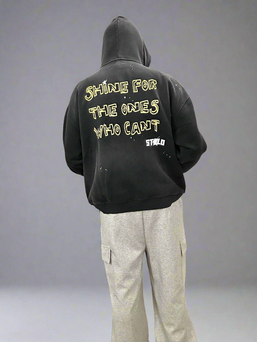 Stolo Clothing Co Still Shining Vintage Washed Hand Frayed Fleece Hoodie