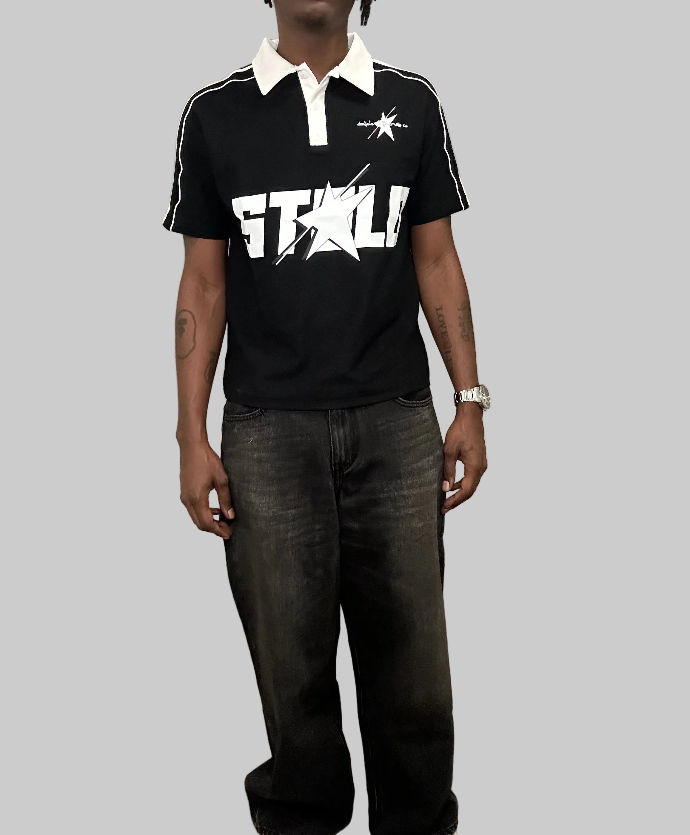 Stolo Clothing Co STARCHILD Contrast Collar Short-Sleeve Polo Tee Shirt