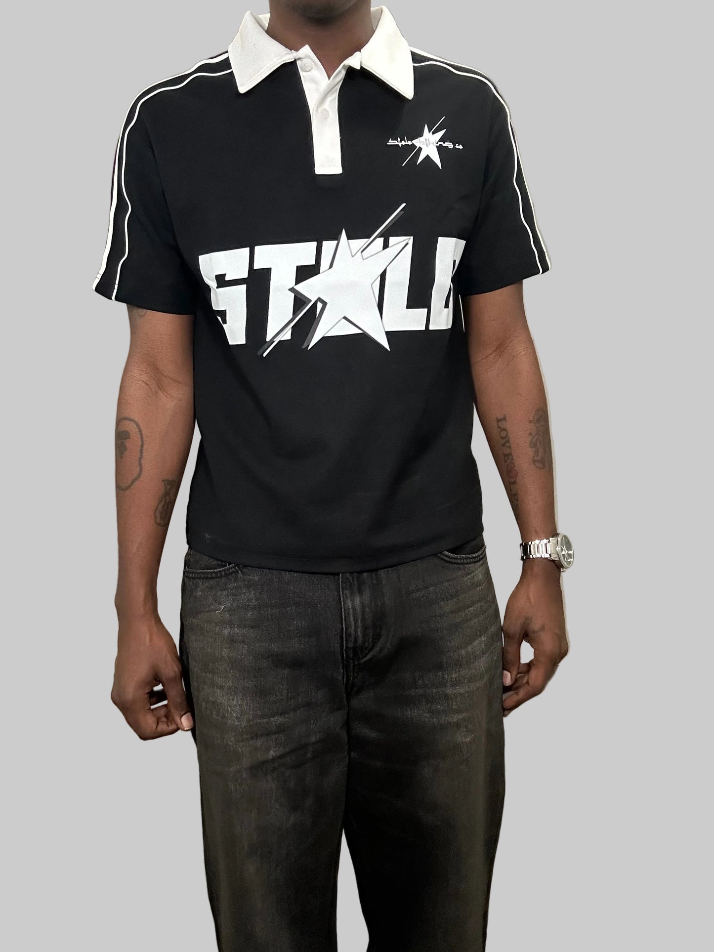 Stolo Clothing Co STARCHILD Contrast Collar Short-Sleeve Polo Tee Shirt