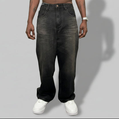 Stolo Clothing Co Essentials Vintage Washed Heavyweight Straight Leg Denim Jeans [BLACK]