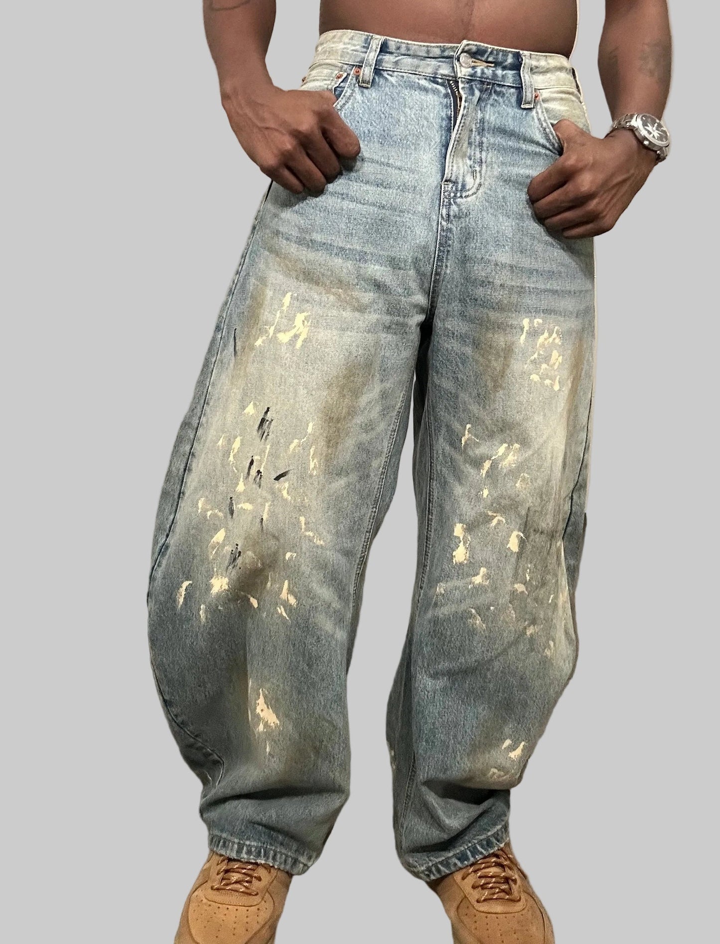 Stolo Clothing Co Essentials Unisex Hand-Painted Baggy Jeans