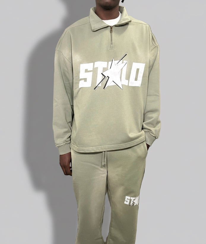 Stolo Clothing Co STARCHILD Sun Faded Raw Edge Quarter-Zip Sweatshirt