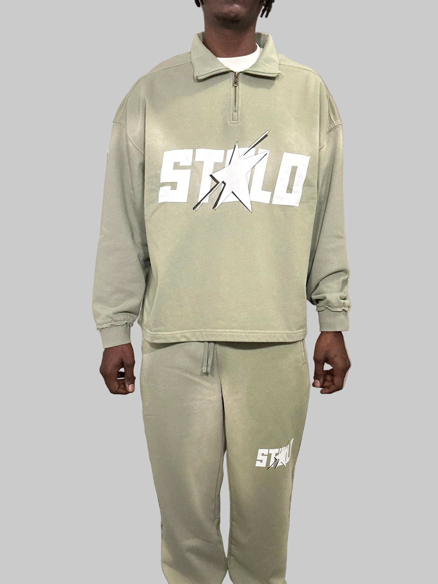 Stolo Clothing Co STARCHILD Sun Faded Raw Edge Quarter-Zip Sweatshirt