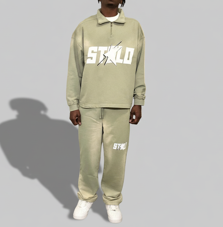 Stolo Clothing Co STARCHILD Sun Faded Raw Edge Quarter-Zip Sweatshirt