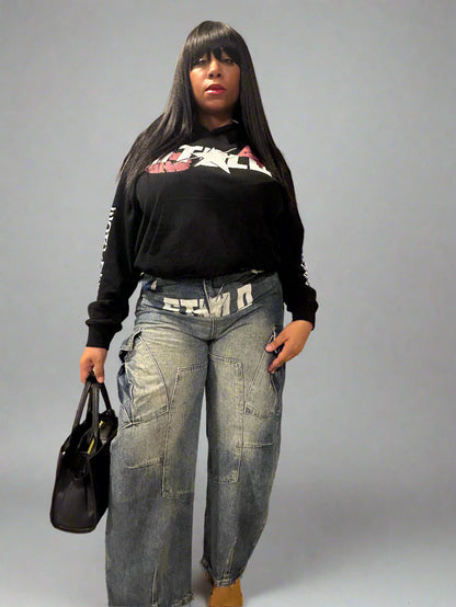 Stolo Clothing Co STARCHILD  Vintage Washed Unisex Baggy Cargo Jeans