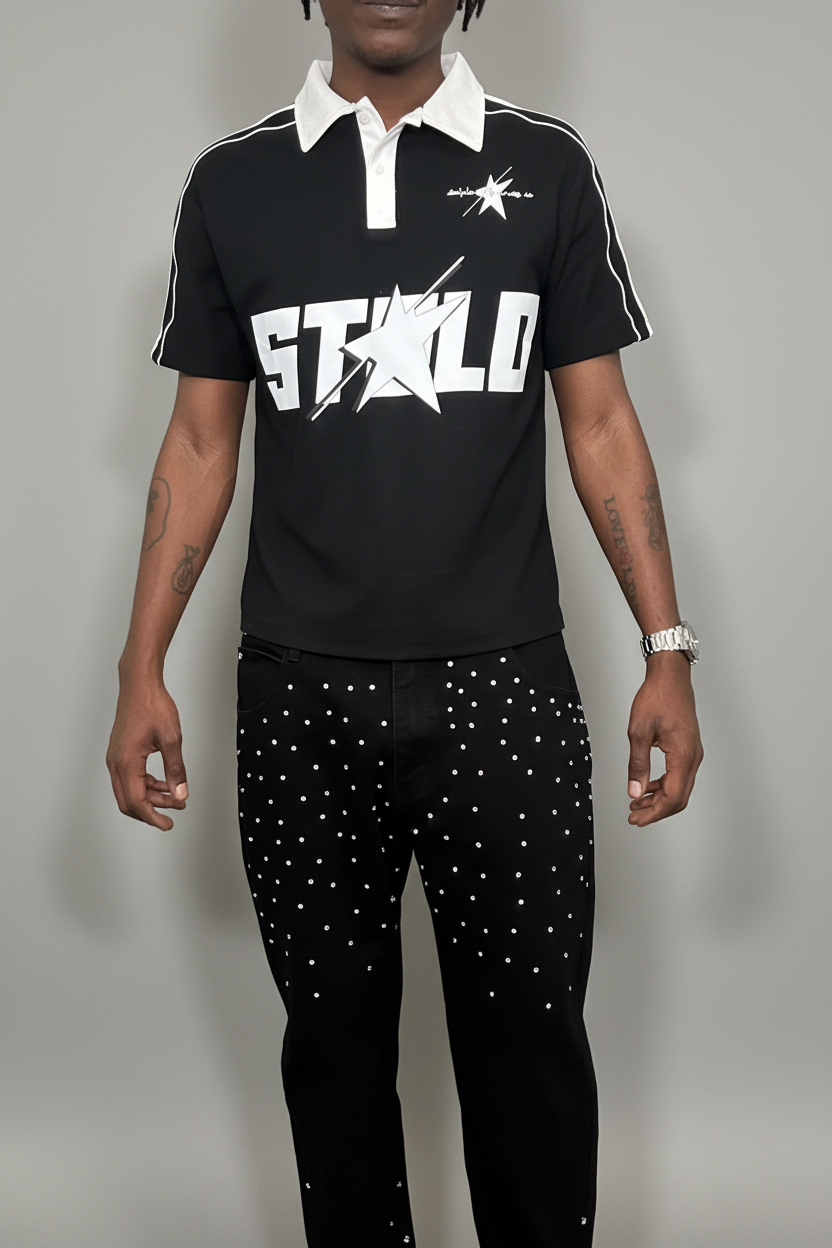 Stolo Clothing Co STARCHILD Contrast Collar Short-Sleeve Polo Tee Shirt