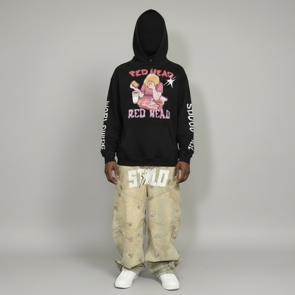 Limited Edition Stolo Clothing Co Red Head X World Wide Oversized Sun Faded Hoodie
