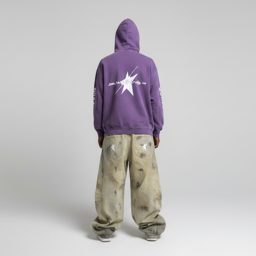 Limited Edition Stolo Clothing Co Red Head X World Wide Oversized Sun Faded Hoodie