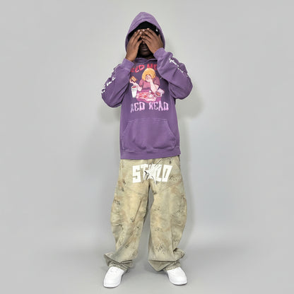 Limited Edition Stolo Clothing Co Red Head X World Wide Oversized Sun Faded Hoodie