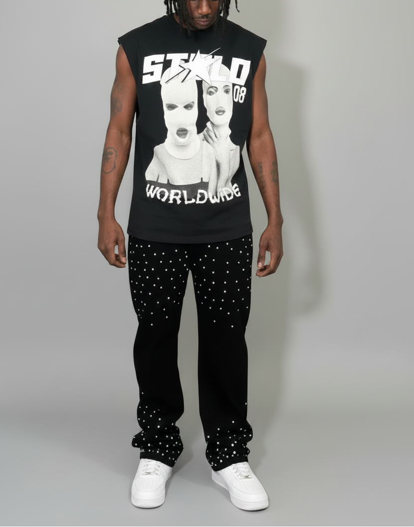 Stolo Clothing Co SKIED UP 2026 Raw Edge Cotton Tank Top Tee