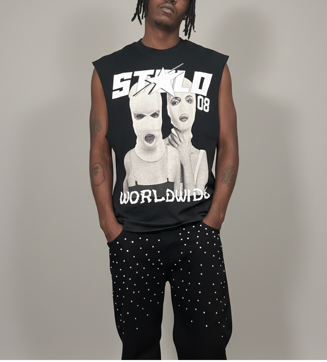 Stolo Clothing Co SKIED UP 2026 Raw Edge Cotton Tank Top Tee