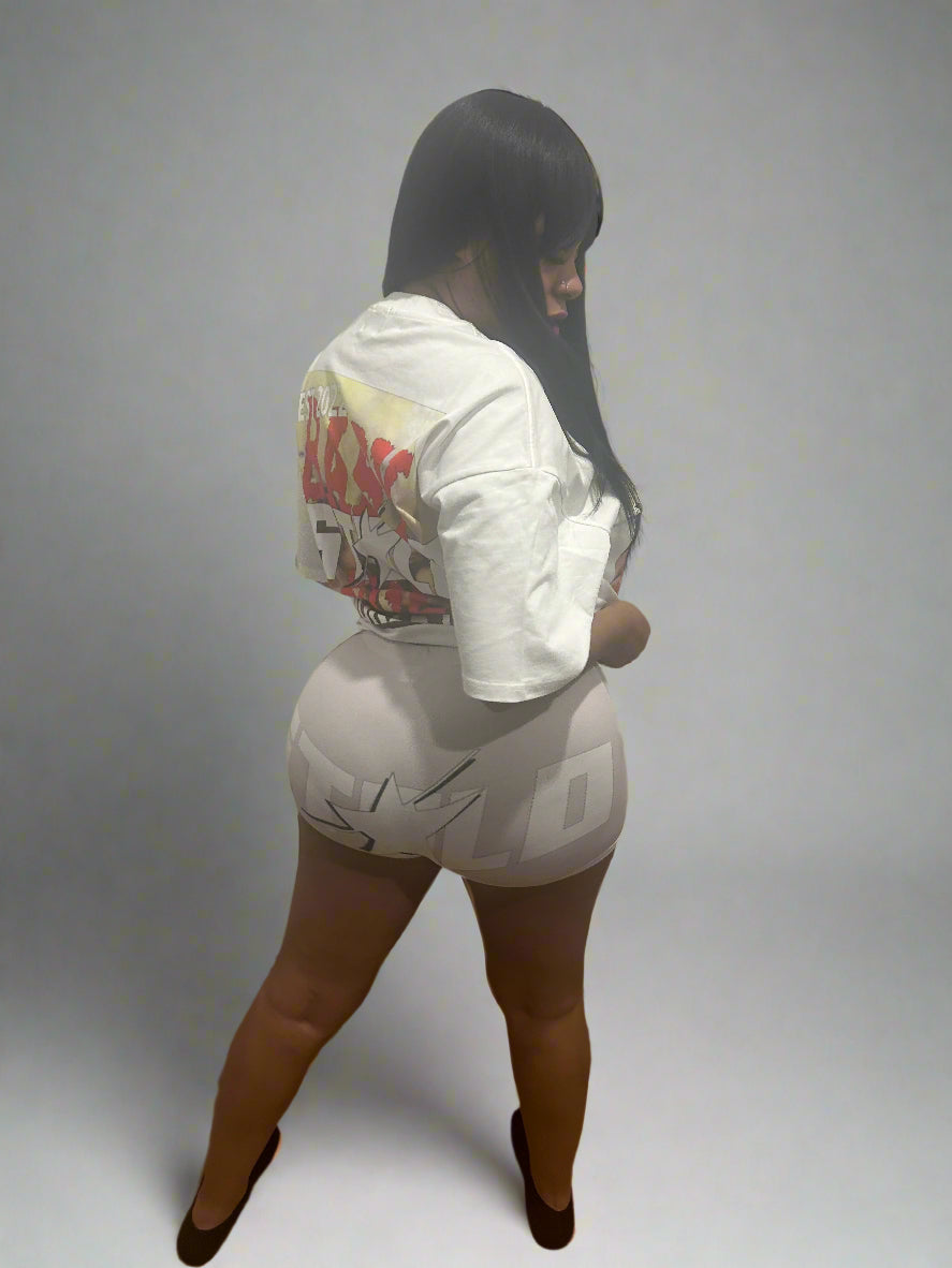 Stolo Clothing Co STARCHILD Back Print High-Waisted Shorts [GREY]