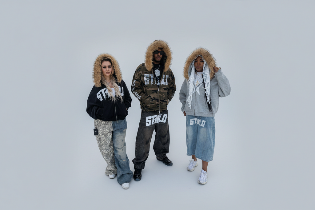 Stolo Clothing Co STARCHILD X WORLD WIDE AMERICA PRINT Unisex Heavyweight Camo Detachable Fur Double Zip-Up Hoodie (400GSM)