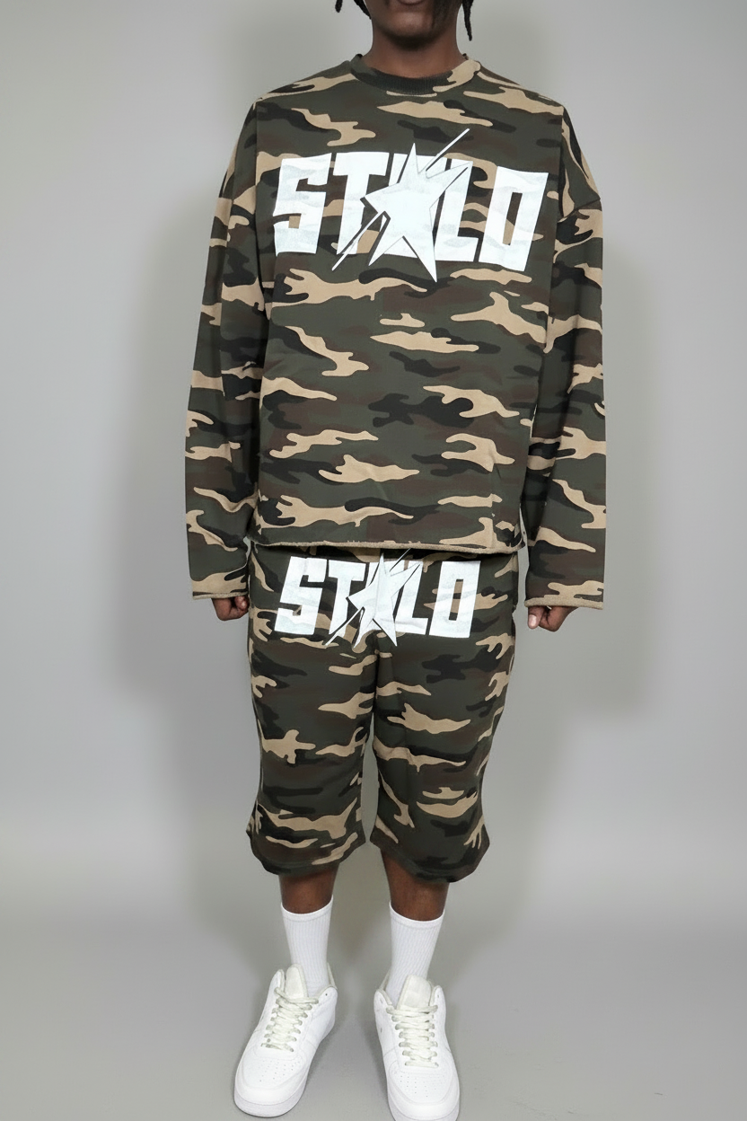 Stolo Clothing Co STARCHILD ARMY CAMO French Terry Heavyweight Shorts (420 GSM)