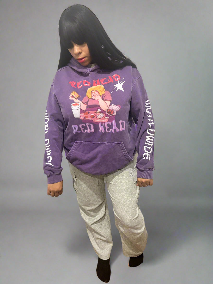 Limited Edition Stolo Clothing Co Red Head X World Wide Oversized Sun Faded Hoodie