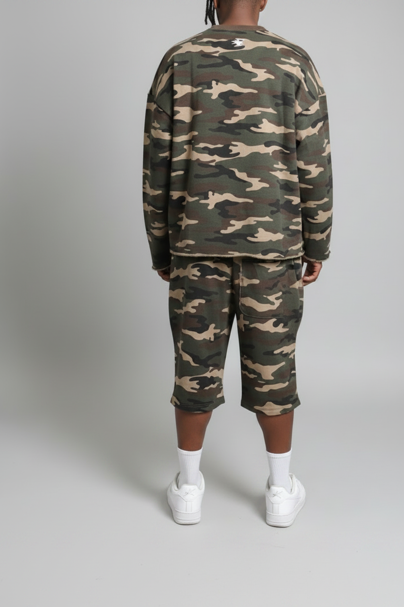 Stolo Clothing Co STARCHILD ARMY CAMO Cropped Heavyweight Crewneck Sweatshirt (420 GSM)