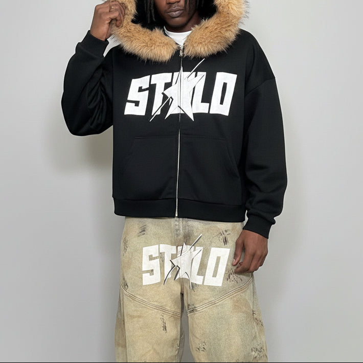Stolo Clothing Co STARCHILD Detachable Fur Double Zip-Up Hoodie (400GSM)