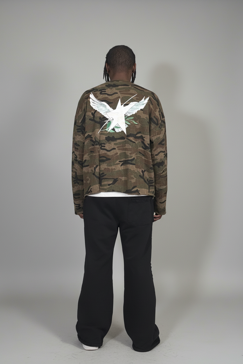 Stolo Clothing Co Birdies Camo Cropped Long Sleeve Sweater (400GSM)