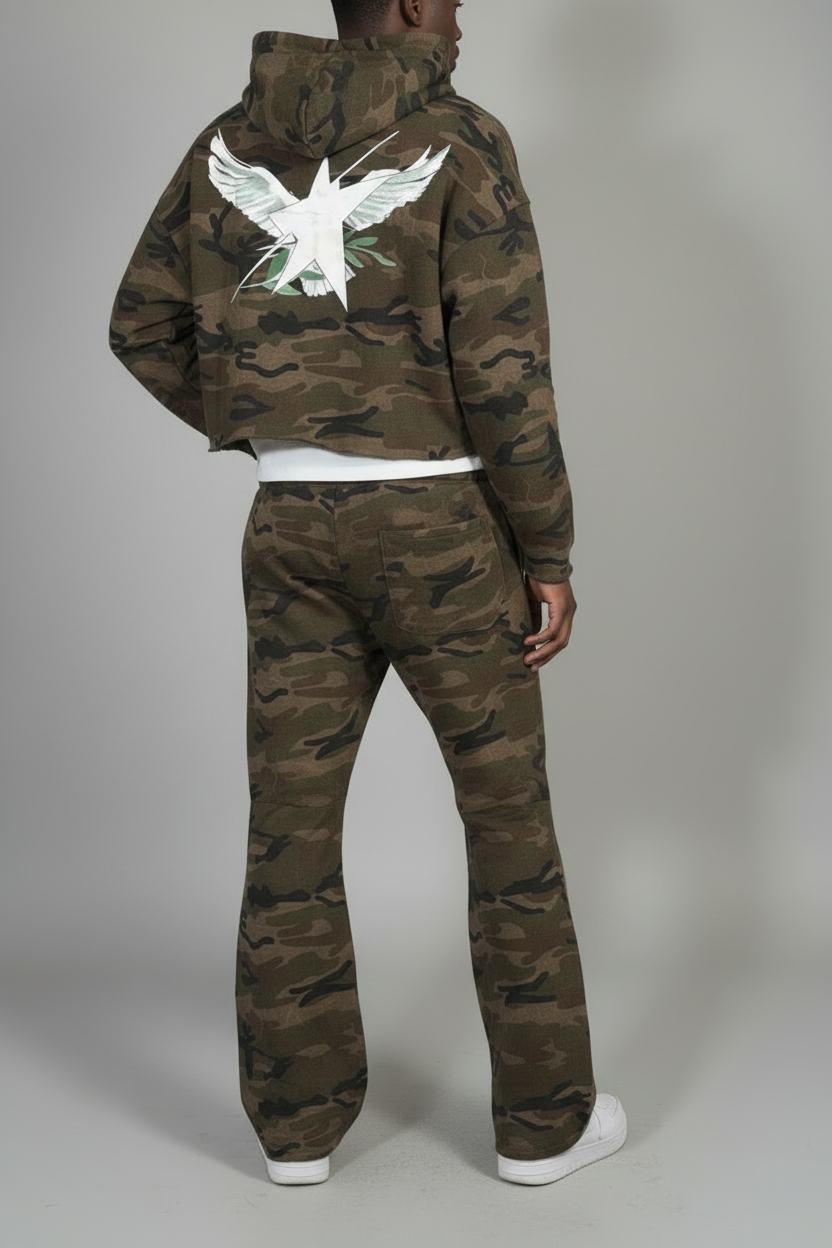 Stolo Clothing Co BIRDIES Camo Wide Leg Curve Blade Sweatpants (400GSM)