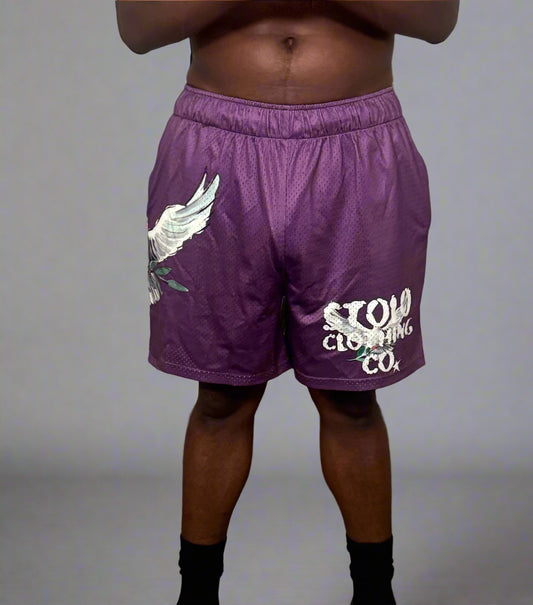 Stolo Clothing Co Birdies Unisex Mesh Shorts [ PURPLE & BLACK]