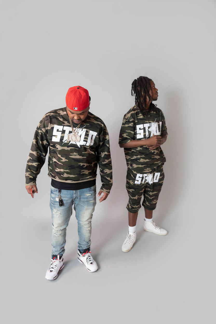 Stolo Clothing Co STARCHILD ARMY CAMO Cropped French Terry Crewneck Sweatshirt (420 GSM)
