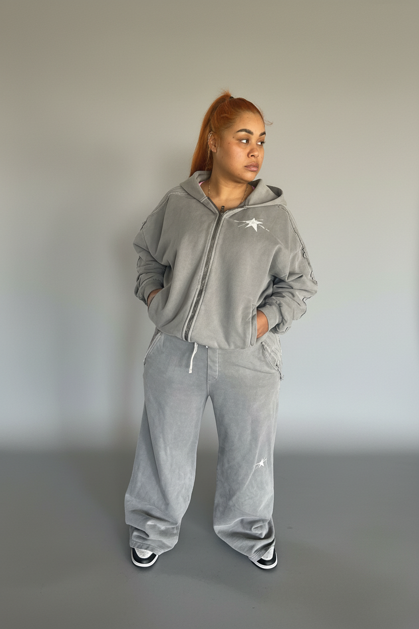 Stolo Clothing Co PROJECT 08 Snow Washed Tape Raw Edge Sweatpants