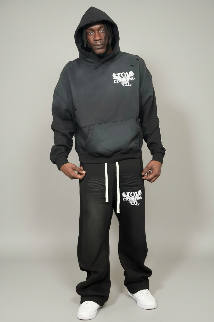 Stolo Clothing Co Birdies Hand-Frayed Sun Faded Boxy Hoodie