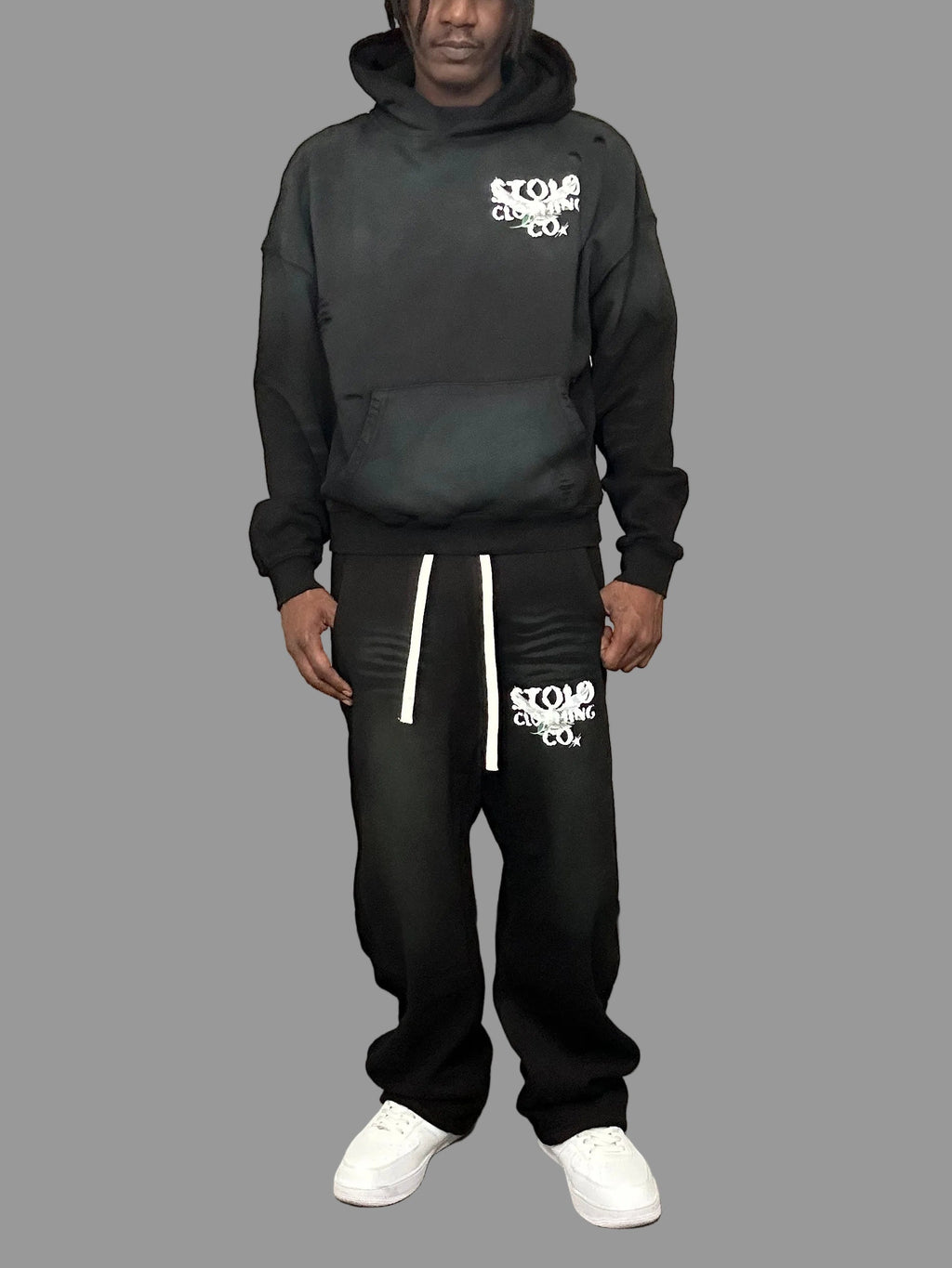 Stolo Clothing Co Birdies Hand-Frayed Sun Faded Boxy Hoodie