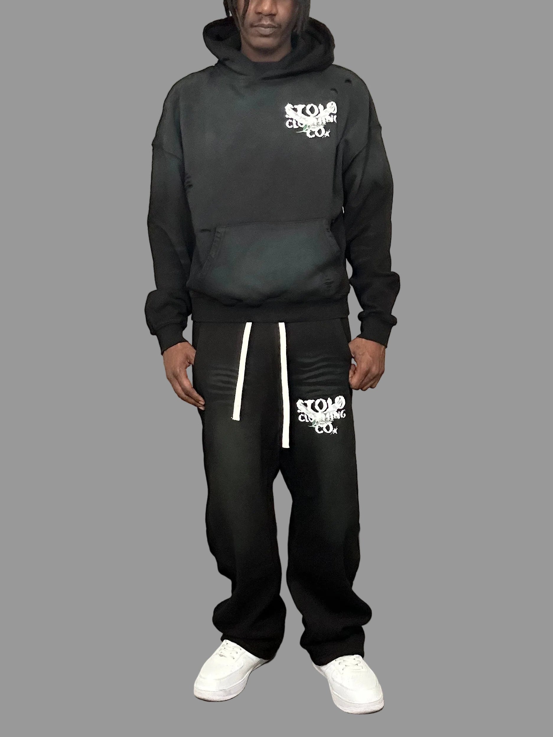 Stolo Clothing Co Birdies Hand-Frayed Sun Faded Boxy Hoodie