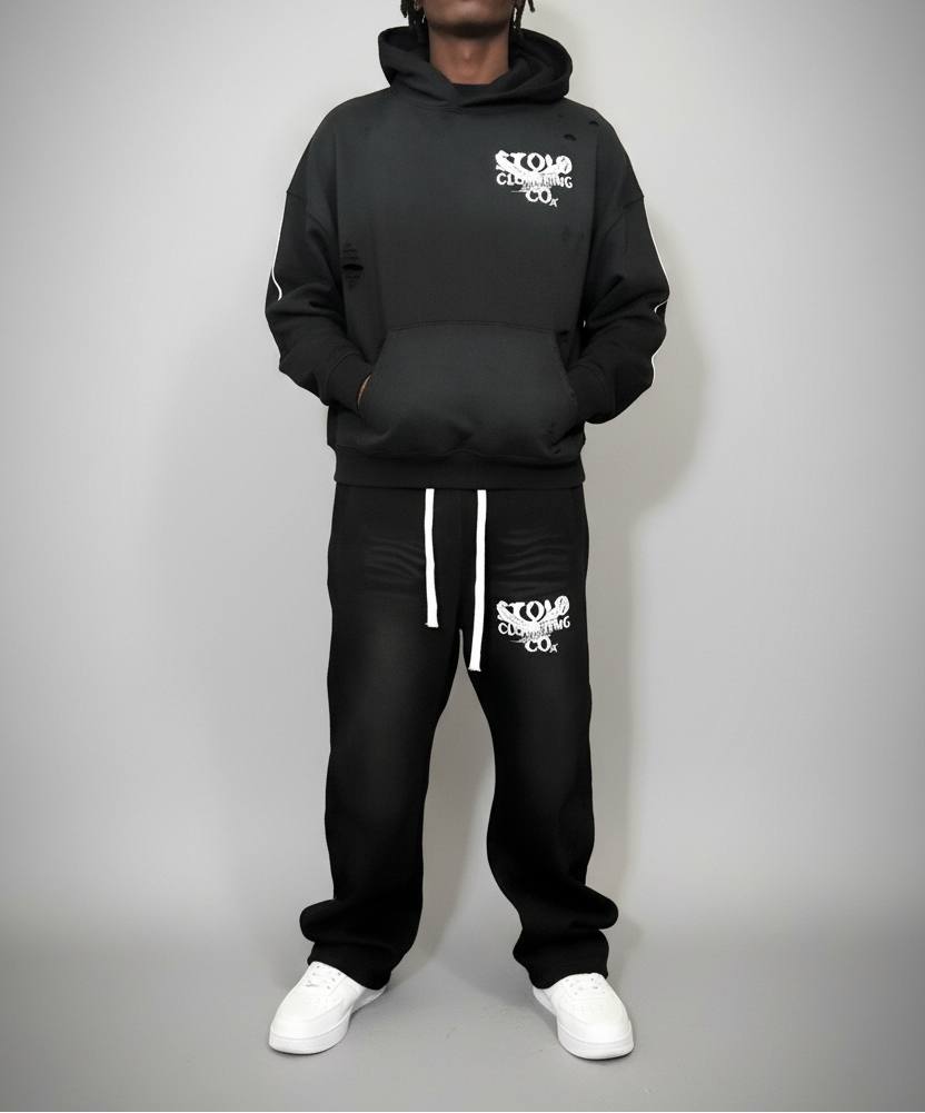 Stolo Clothing Co Birdies Hand-Frayed Sun Faded Boxy Hoodie