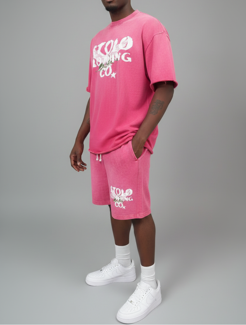 Stolo Clothing Co Birdies Sun Faded Raw Edge Cotton Shorts