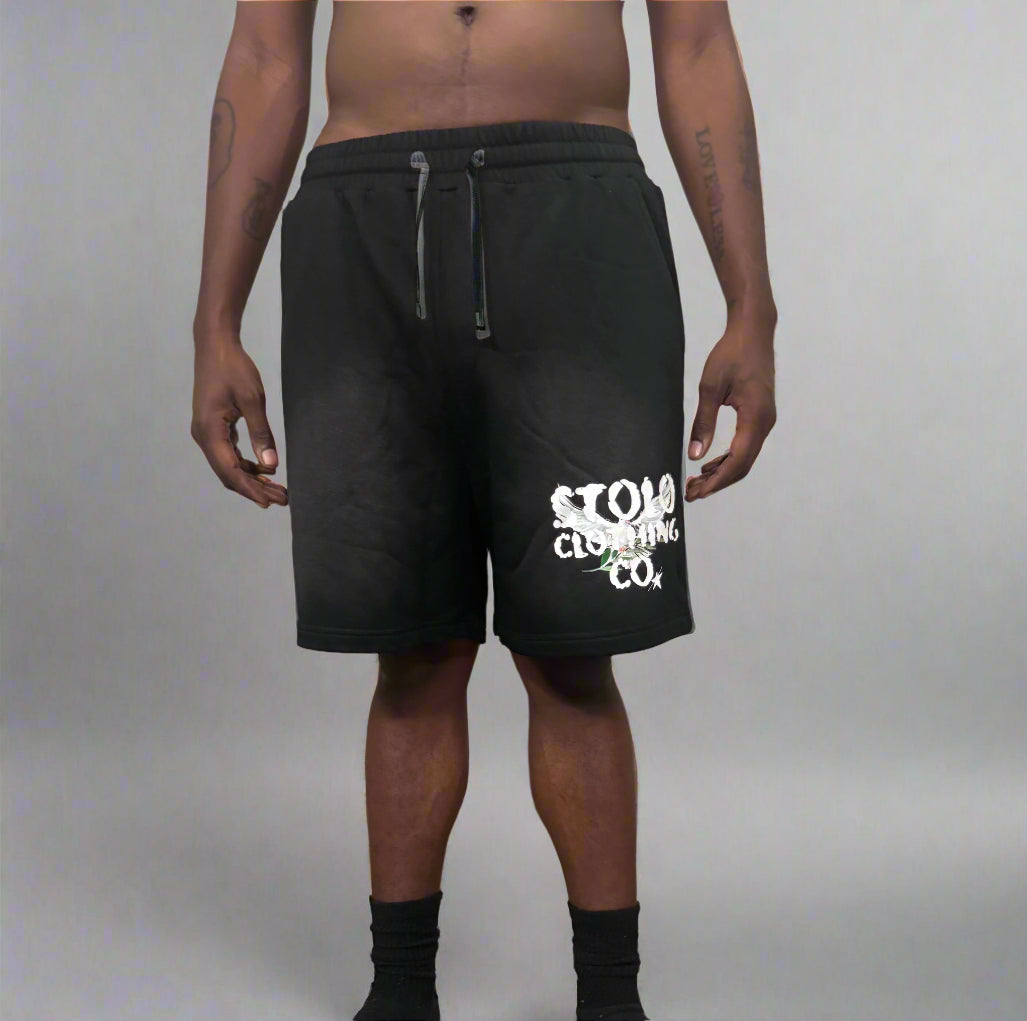 Stolo Clothing Co Birdies Sun Faded Raw Edge Cotton Shorts