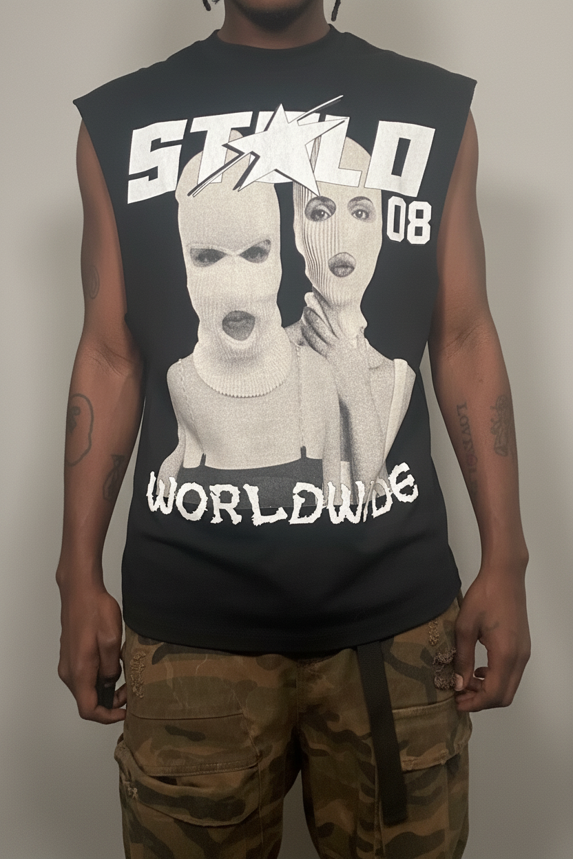 Stolo Clothing Co SKIED UP 2026 Raw Edge Cotton Tank Top Tee
