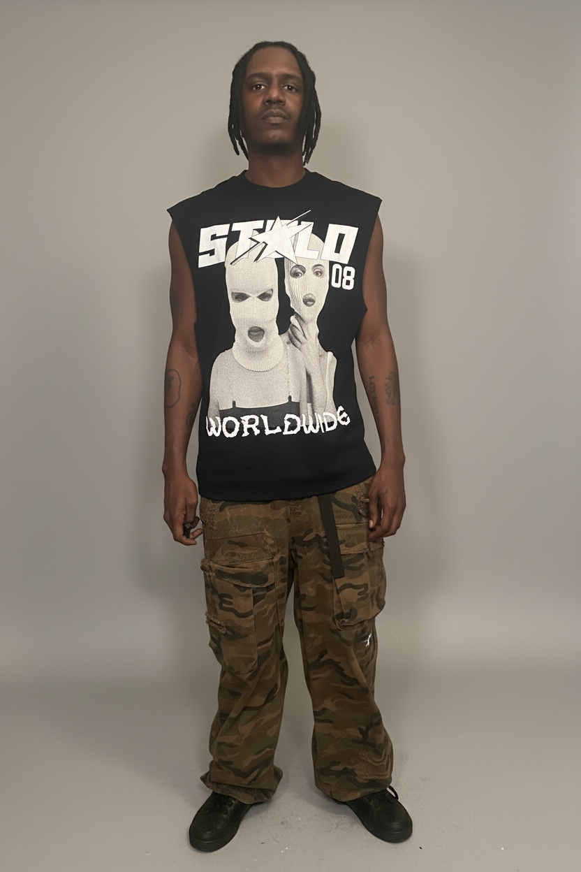 Stolo Clothing Co SKIED UP 2026 Raw Edge Cotton Tank Top Tee